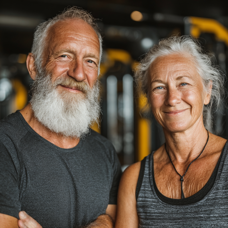 Літня пара займається разом